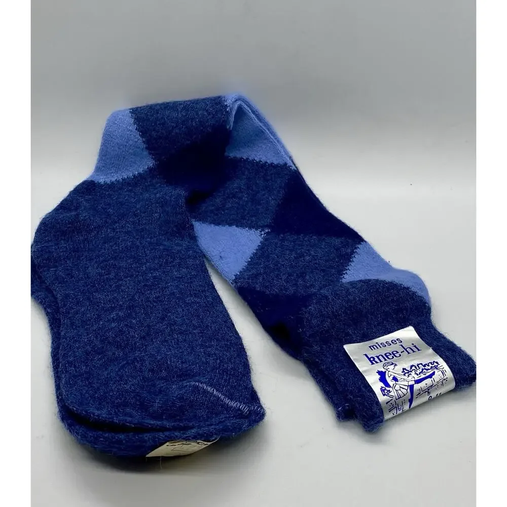 VTG Socks Misses Knee Hi 1960's 70's NOS 9-11 Colorful Hi Bulk Orlon Argyle